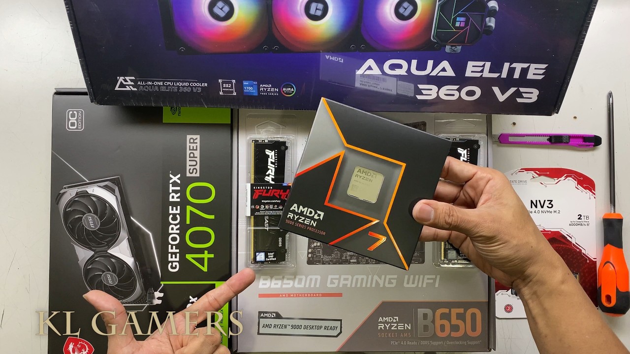 AMD Ryzen 7 9700X + B650M、メモリ32GB、SSD1TB AMD Ryzen 7 9700X msi B650M GAMING WIFI A3-mATX-WD AQUA