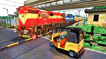 High Speed Trains Crossing in Railway Gate I BUMPY RAILROAD I Train Simulator I Railwork 3