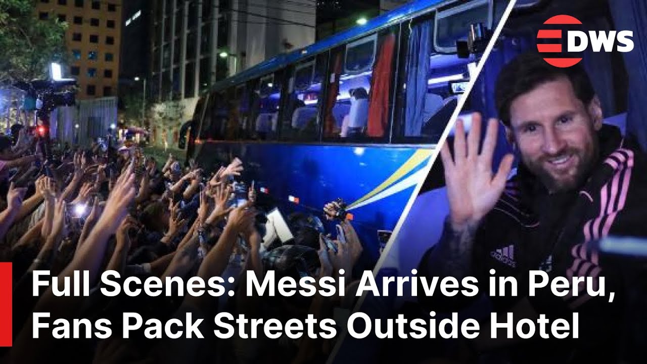 ПОЛНЫЕ КАДРЫ: Лионель Месси прибывает в Перу — фанаты заполняют улицы возле командного отеля | Но...