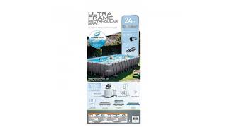 Intex 24ft X 12ft X 52in Ultra Frame Rectangular Pool Set with Sand Filter Pump, Ladder...