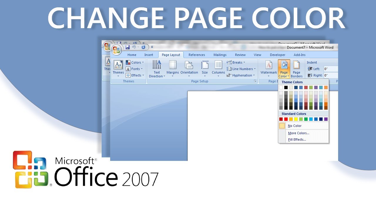 Microsoft word 2007 How to change the page color of your