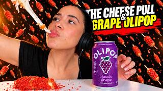 KOREAN CHEESE CORNDOGS WITH GRAPE OLIPOP EATING ASMR