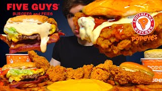 ASMR MUKBANG BEST FAST FOOD BURGER FRIED CHICKEN & FRIES | WITH CHEESE