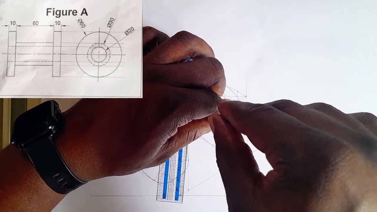 How to Construct Isometric Drawing having Circle from Orthographic Projection - Part 2