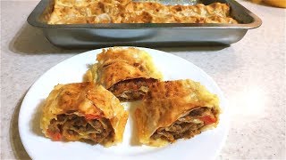 Сочная запеканка из лаваша и фарша.Просто, и сытно!