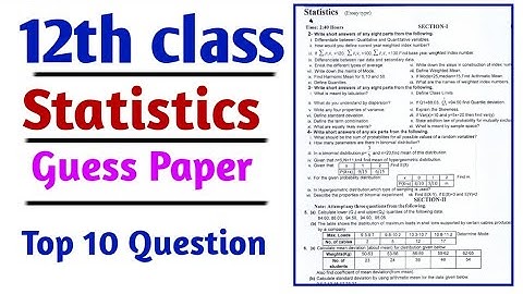 12th Statistics Guess Paper 2022 | 2nd Year Statistics Guess Paper 2022 | Statistics Part 2 guess