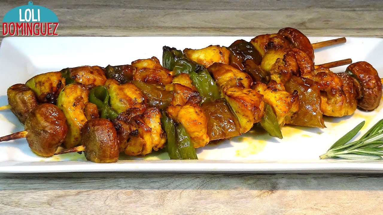 BROCHETAS DE POLLO AL HORNO, TIERNAS Y MUY SABROSAS. Loli Domínguez - Recetas paso a paso. Tutorial.