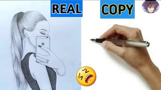 Recreation Farjana Drawing Academy|How to draw a girl taking a selfie -step by step ||