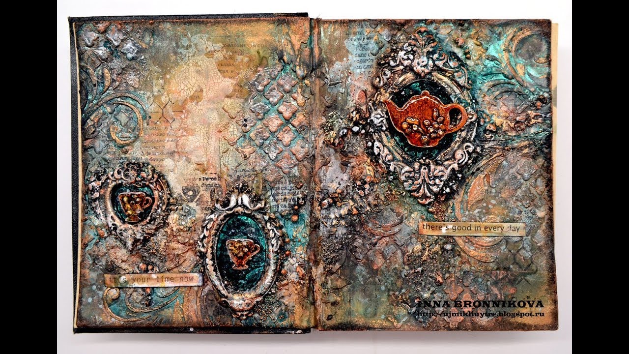 Step by step Mixed media art journal - YouTube