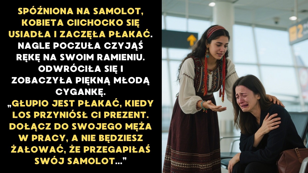 Spóźniona na samolot kobieta usiadła i zaczęła płakać, ale kiedy podeszła Cyganka