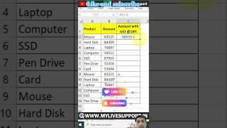 Master GST Calculation in Excel Fast! | GST in Excel | Excel tutorial#shorts #trendingshorts #trend