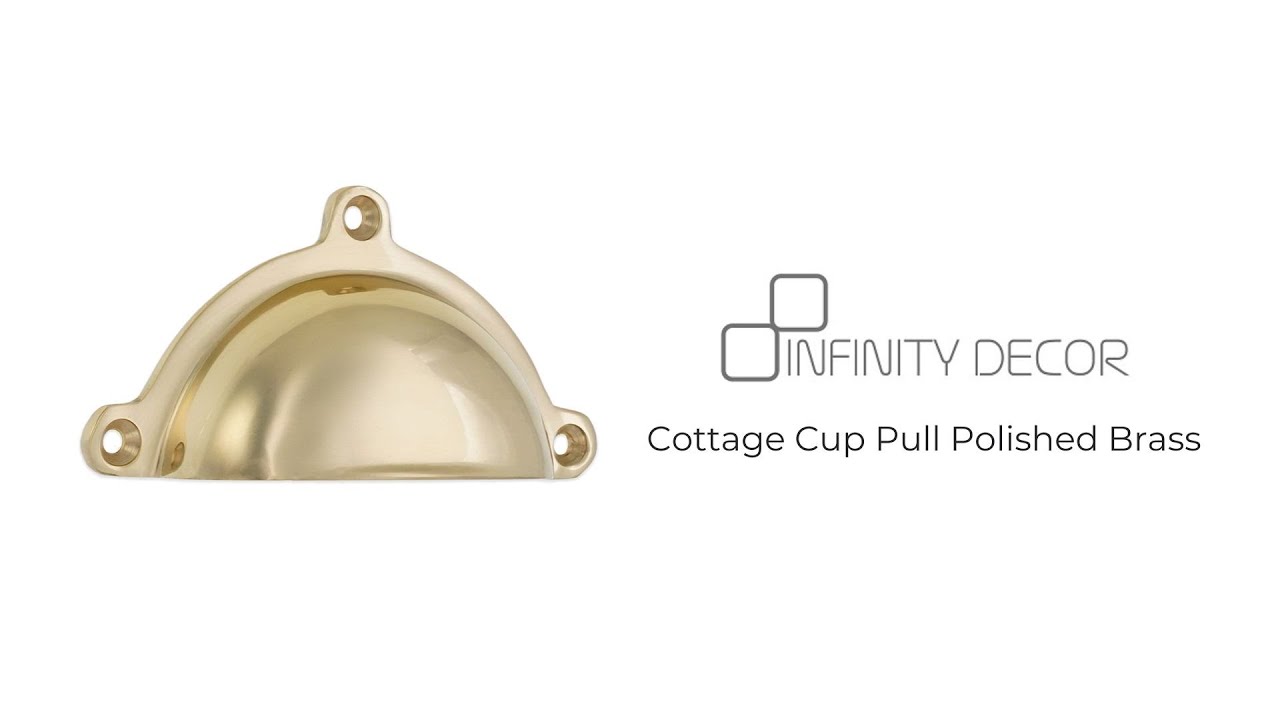 INFINITY DECOR - Cottage Cup Pull Polished Brass | Cupboard Pull | Drawer Handle