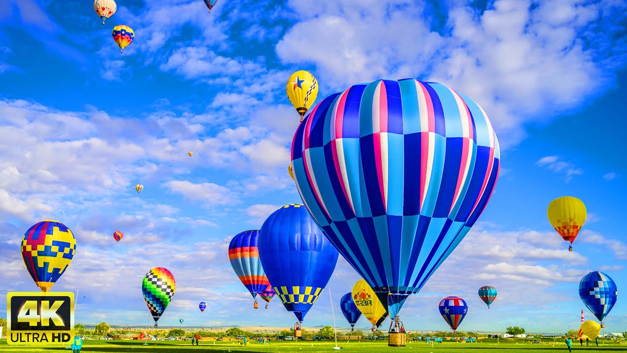 🌞[4K UHD] Beautiful Hot Air Balloon + Relaxing Piano Music - Meditation and  Sleep Study Yoga Music