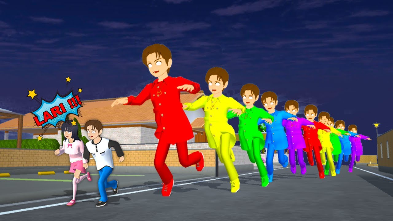 Yuta Mio Dikejar 10 MONSTER YUTA RAINBOW di Jalan U-Mart 😱 | Sakura School Simulator