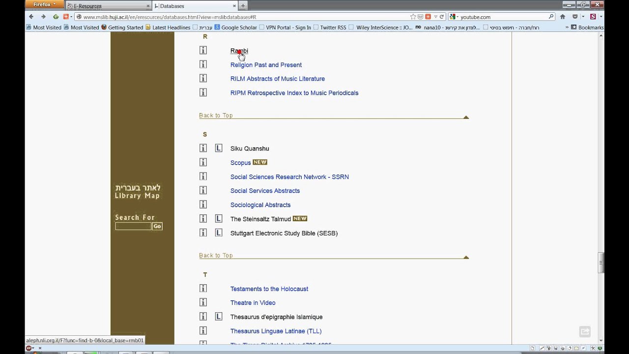RIS Library - Databases introduction RAMBI - YouTube