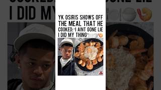 #YKOsiris shows off the shrimp and rice he prepared🍽️🔥 Would you eat this⁉️