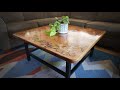 Wood and Metal Coffee Table with Epoxy Inlay