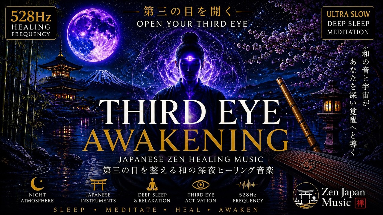 528Hz Third Eye Awakening 🌙 Japanese Zen Healing Music for Deep