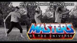Kyle Allen practices sword play for Masters of the Universe Netflix role!