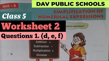 DAV maths class 5 Chapter 8 worksheet 2