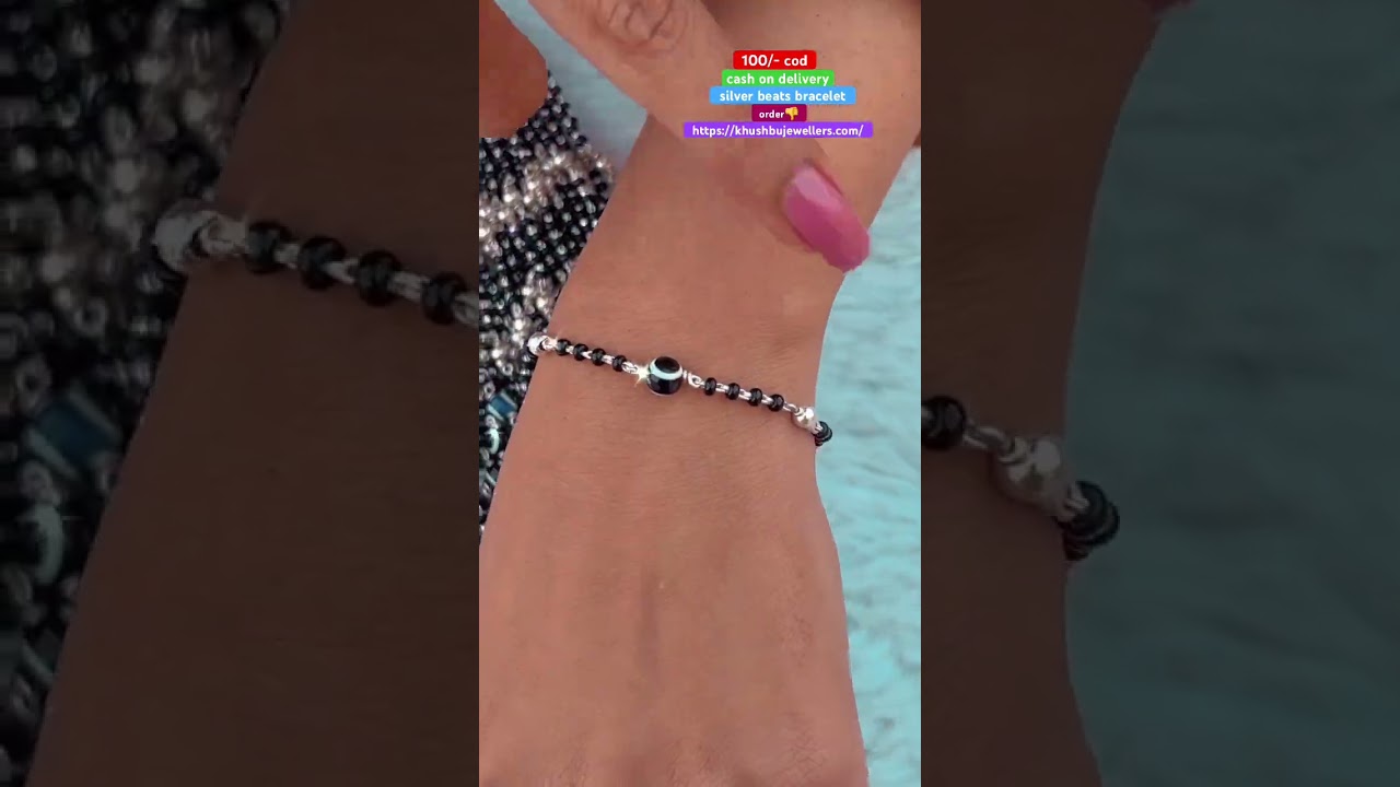 lightweight silver black beads bracelet 🧿 