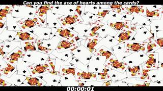 Ace of hearts puzzle: Can you find the ace of hearts among the cards?