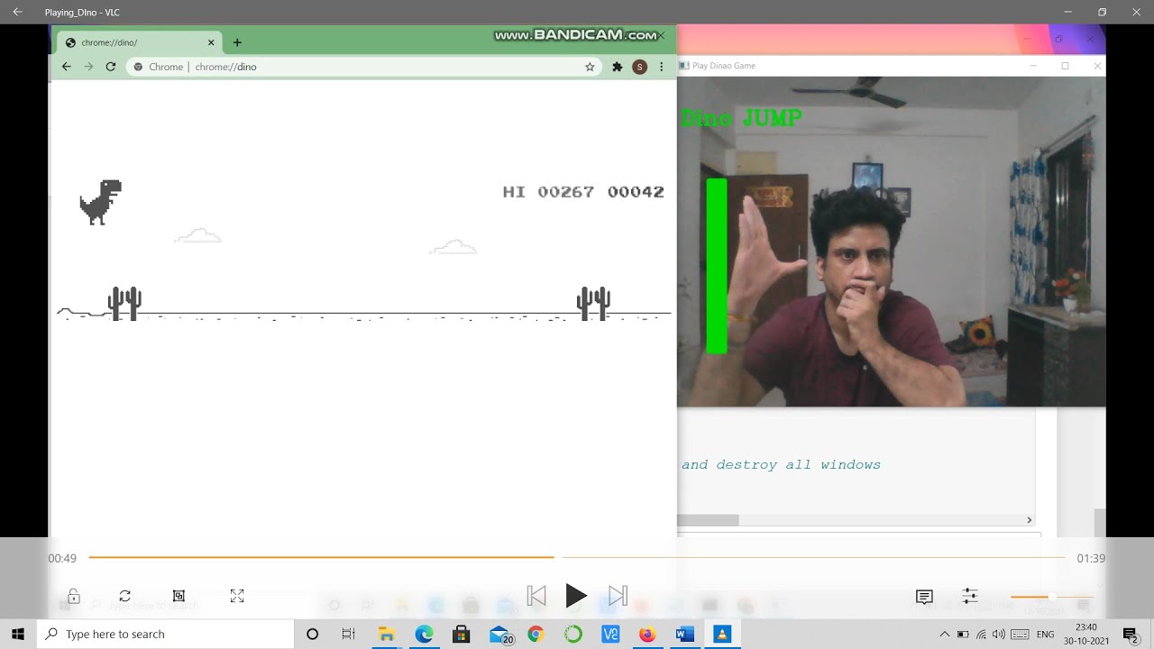 Playing Chrome's T-Rex Game with Facial Gestures