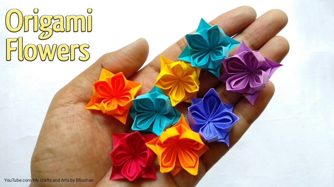 (Tutorial) Origami Flowers paper flowers YouTube