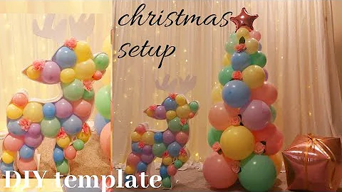 Christmas Balloon setup | DIY Mosaic Reindeer with template | Balloon Christmas tree without stand