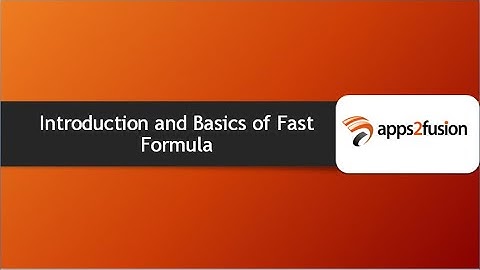 Introduction and Basics of Fast Formula