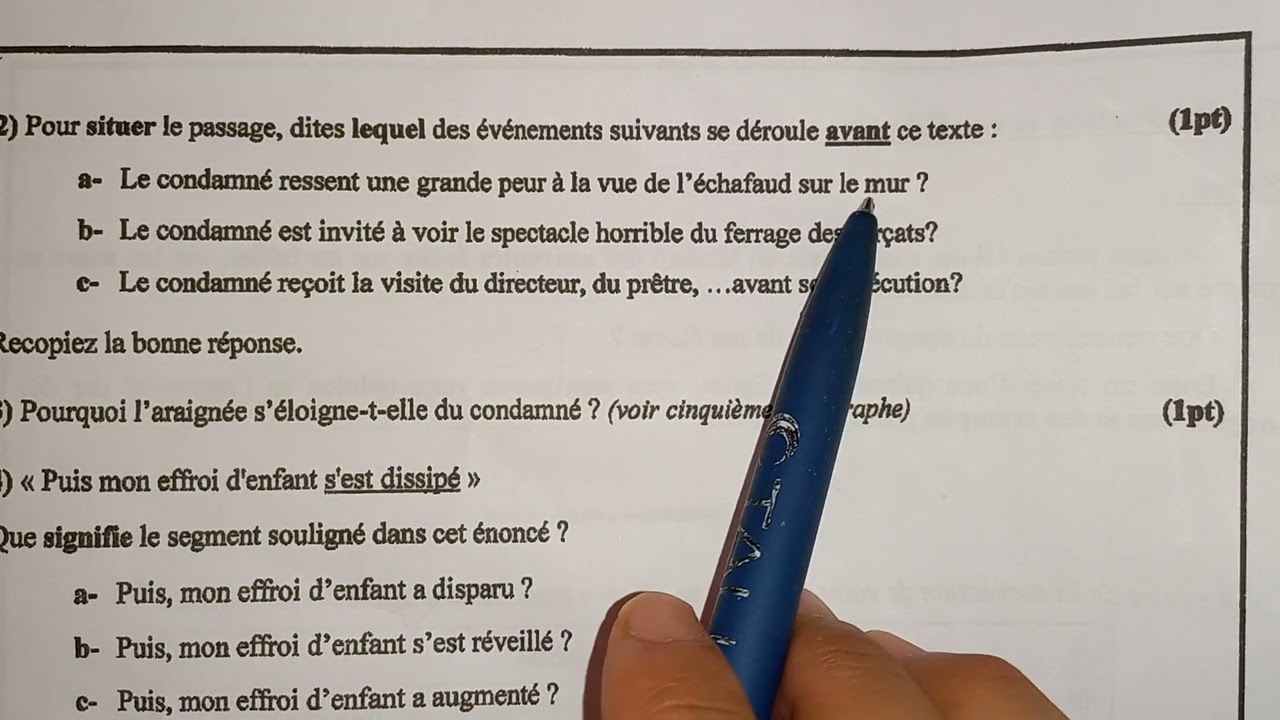 ⚠️⚠️⚠️Le Dernier Jour d'un condamné Correctin de l'examen régional juin 2022 جهة مراكش أسفي