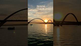 Pôr Do Sol No Lago Paranoá Com A Ponte Jk, Um Dos Cartões-Postais De Brasíliadf.