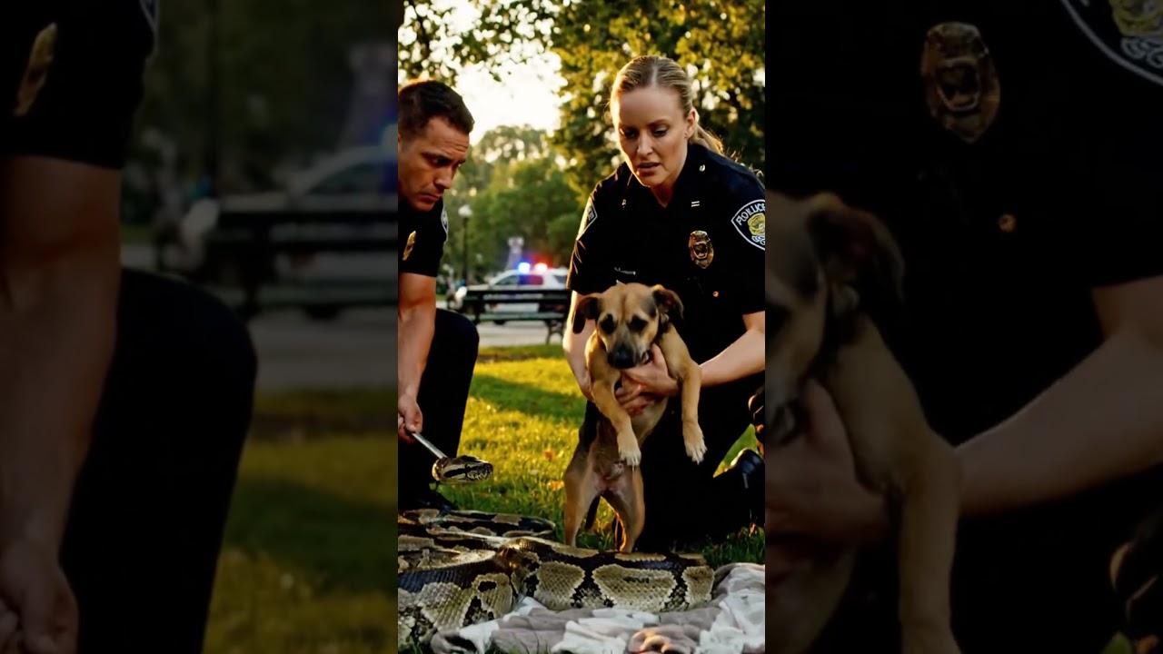 Police rescue dog entangled in giant python
