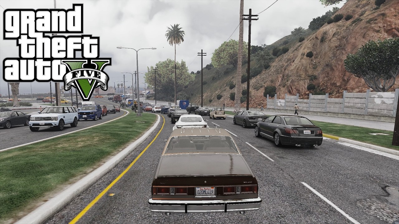 GTA 5 - Realistic Slow Drive Through Heavy Traffic | 4x Traffic