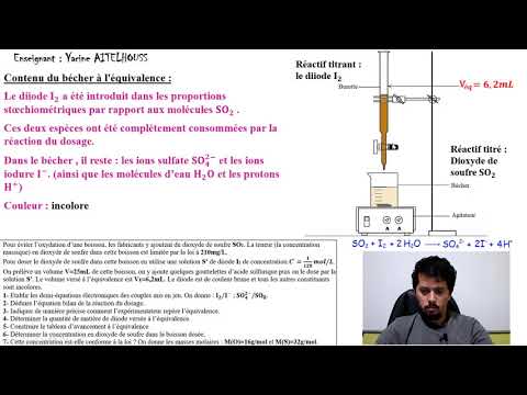 Exercice sur le dosage du dioxyde de soufre par le diiode + correction (1bac BIOF)