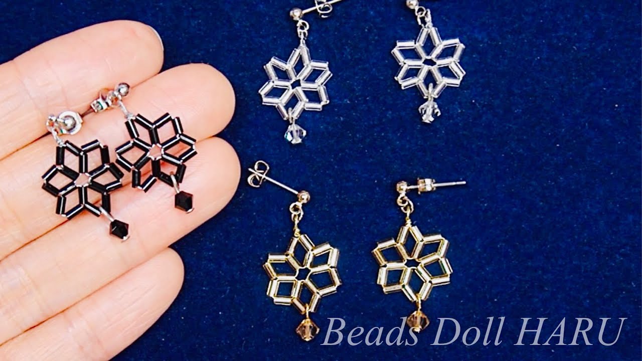 small earring made of bugle beads and wire - YouTube