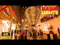 PARIS Christmas Lights and Decorations | Saint Honoré | 4K Walking