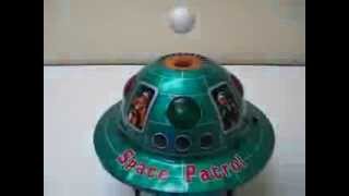 60`s MASUDAYA SPACE PATROL X-17 FLYING SAUCER W/FLOATING SATELLITE MODERN TOYS