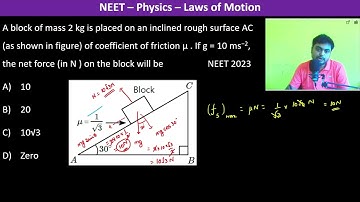 A block of mass 2 kg is placed on an inclined rough surface AC (as shown in figure) of coefficient