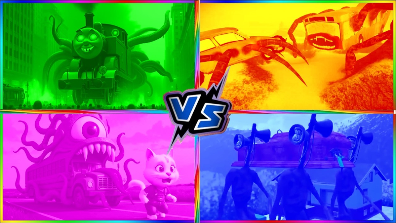 🚆 Train Eater 🆚 🚌 School Bus Monster 🆚 📢 Siren Head🎶Coffin Dance Song#12