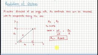 Resolution Of Vectors And Rectangular Components Cl 11 Physics