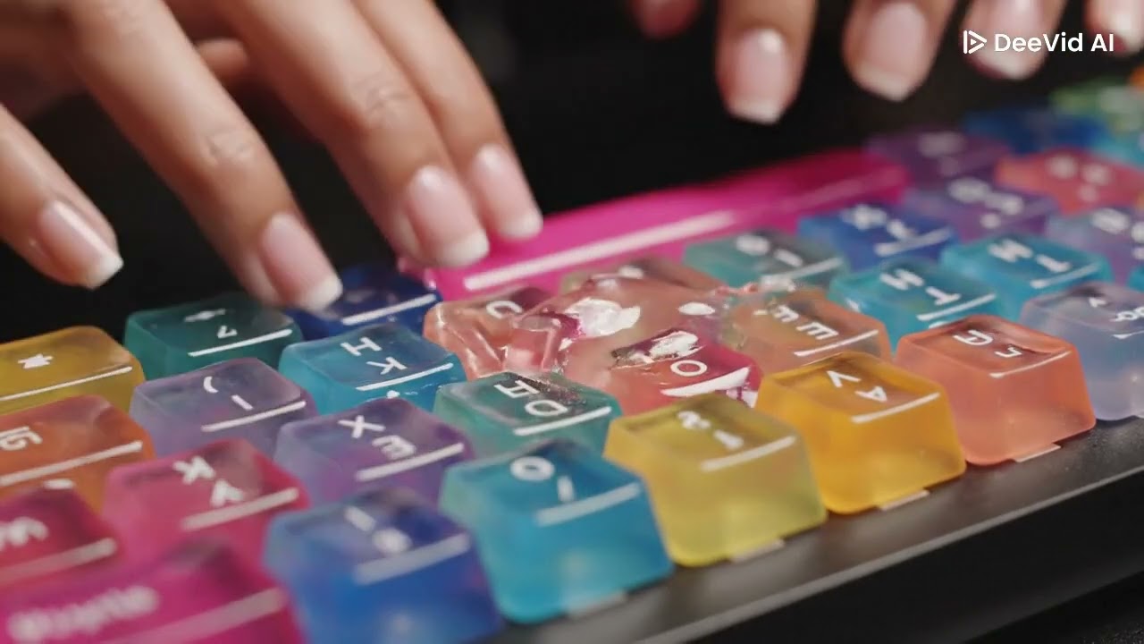 🎧ASMR   hands gently typing on a keyboard made entirely of translucent jelly.