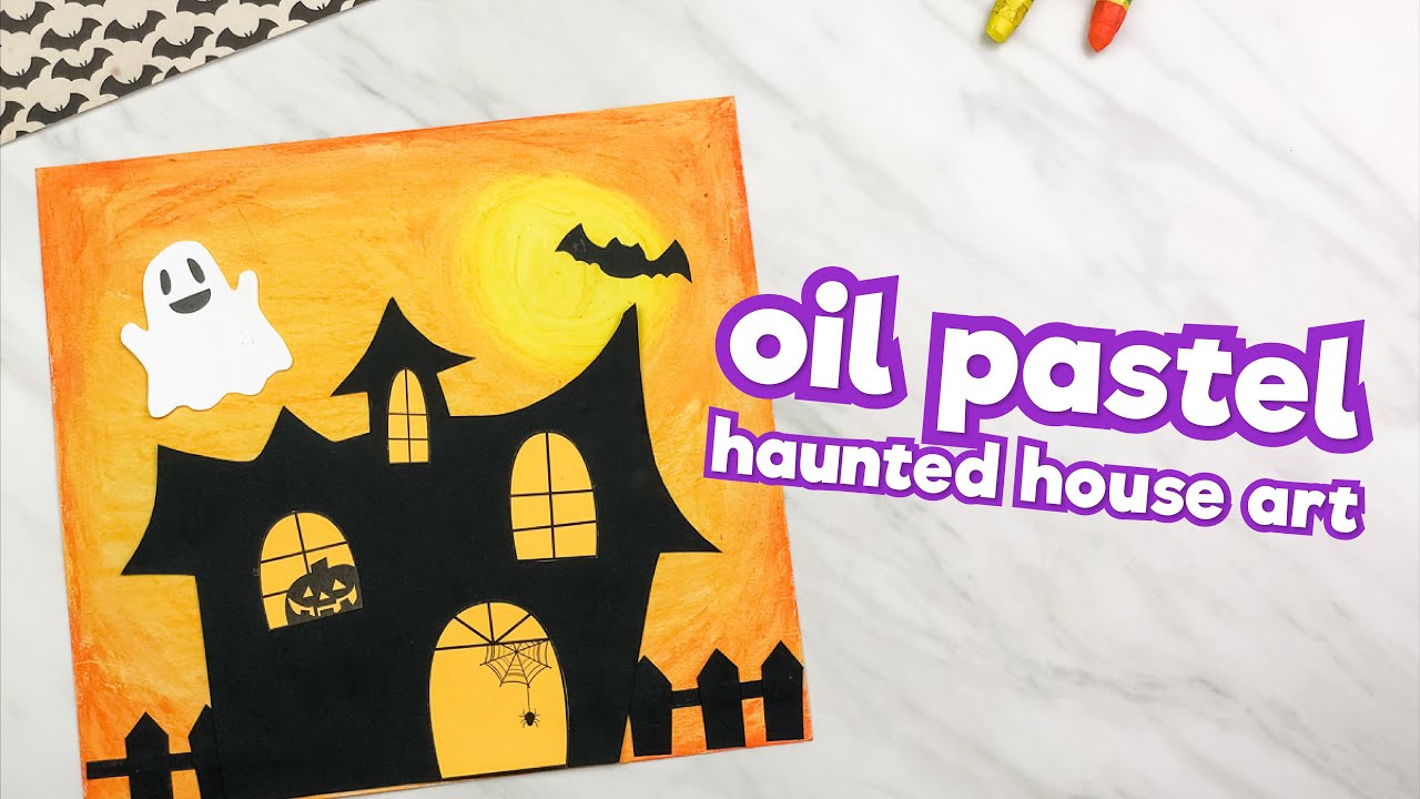 Oil Pastel Haunted House Craft - Projects with Kids