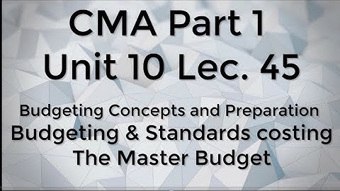 CMA Part 1Unit 10 Lec.  45 Budgeting and Standard Cost and Master Budget