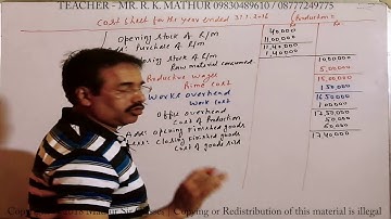 Cost sheet Solved Sums 2.1 | Cost Accounting | Mathur Sir Classes