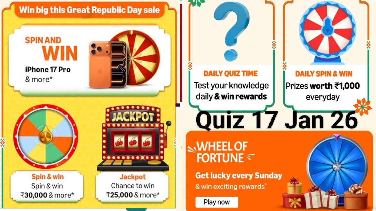 Daily Amazon Quiz Time/Wheel of Fortune/Republic Day Quiz/Pi Referral sunilksaini 18 Jan 26