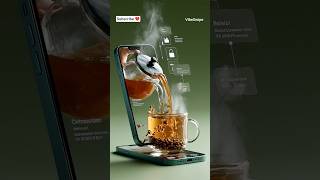 Aesthetic Tea Pour &amp; Coffee Splash | Hyper-Realistic AI Art on iPhone Screen #AIArt #SatisfyingVideo