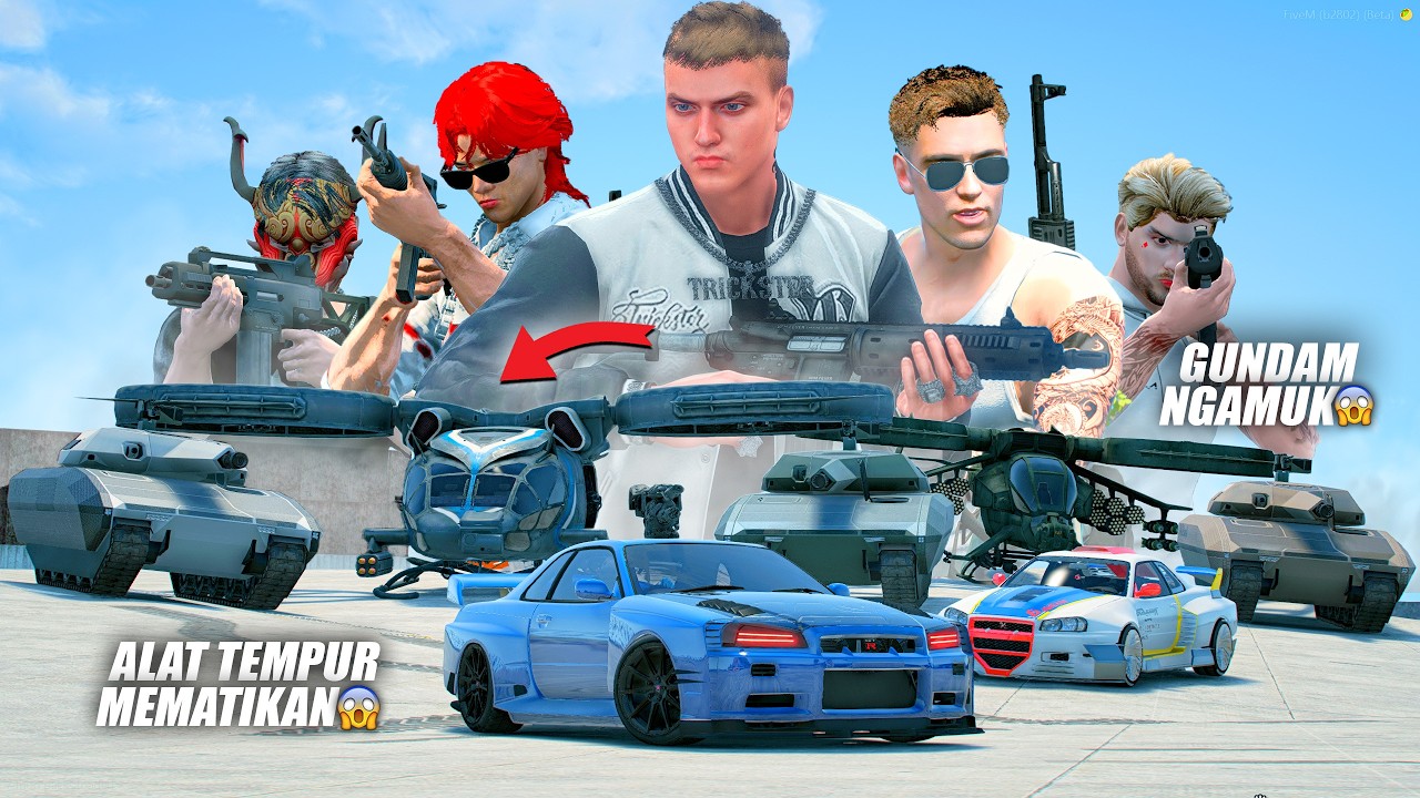 PERANG TERBESAR AKSI KEI DAN SKYLINE GUNDAM MENGHABISI SEMUA PASUKAN TERKUAT MUSUH - GTA 5 ROLEPLAY