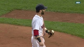 Pedroia gets the ball stuck in his glove
