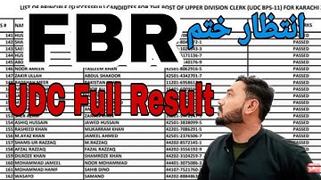 Karachi FBR UDC Full Result In This Video | Other Districts Results Will Be Announced Soon FBR | FBR